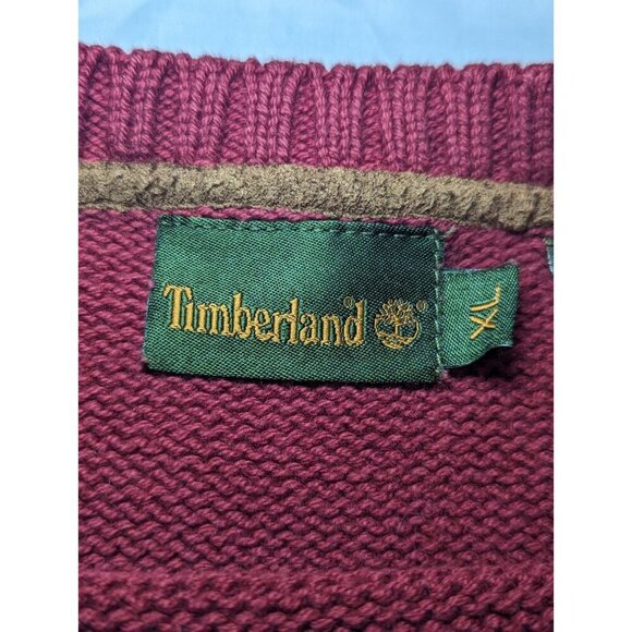 Timberland Men's Size XL 100% Cotton Maroon Long Sleeve HEAVY Sweater - Picture 5 of 14